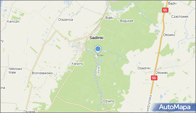 mapa Leśniczówka Sadlinki, Leśniczówka Sadlinki na mapie Targeo